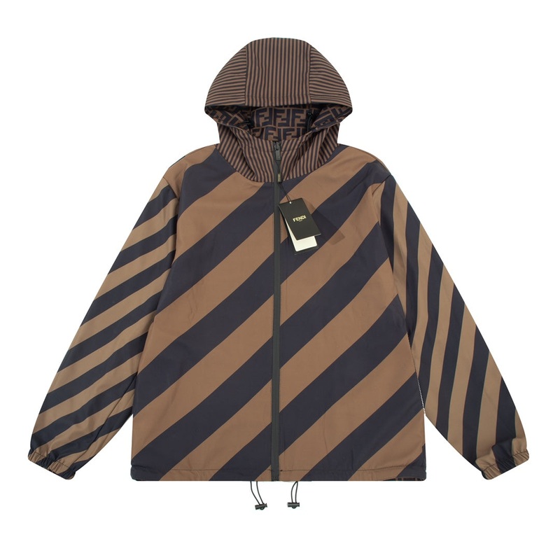 Fendi FW Thick Reversible Patchwork Jacket Premium Twill Print Design
