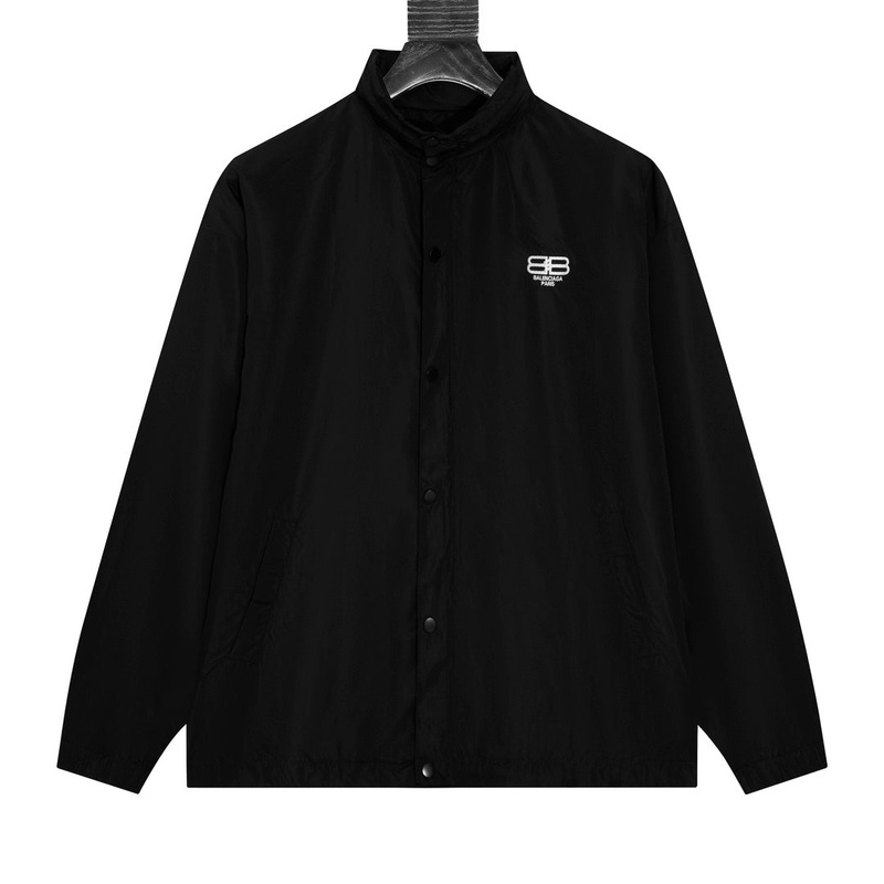 Balenciaga 2024SS KG558 Embroidered Lock-Closure Jacket  Unisex Convertible Hood Outerwear