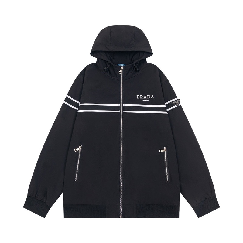 PRADA 24SS Recycled Nylon Jacket  Unisex Hooded & Stand Collar Outerwear