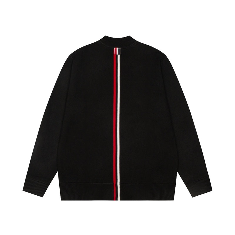 Thom Browne Baseball Zip-Up Cardigan Classic Striped Knit Sweater