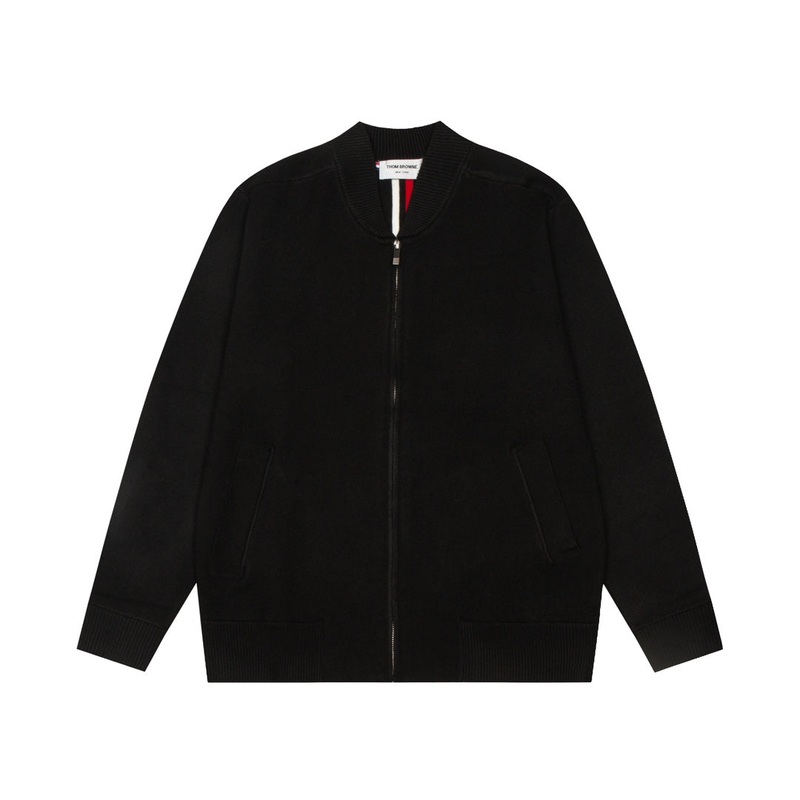 Thom Browne Baseball Zip-Up Cardigan  Classic Striped Knit Sweater