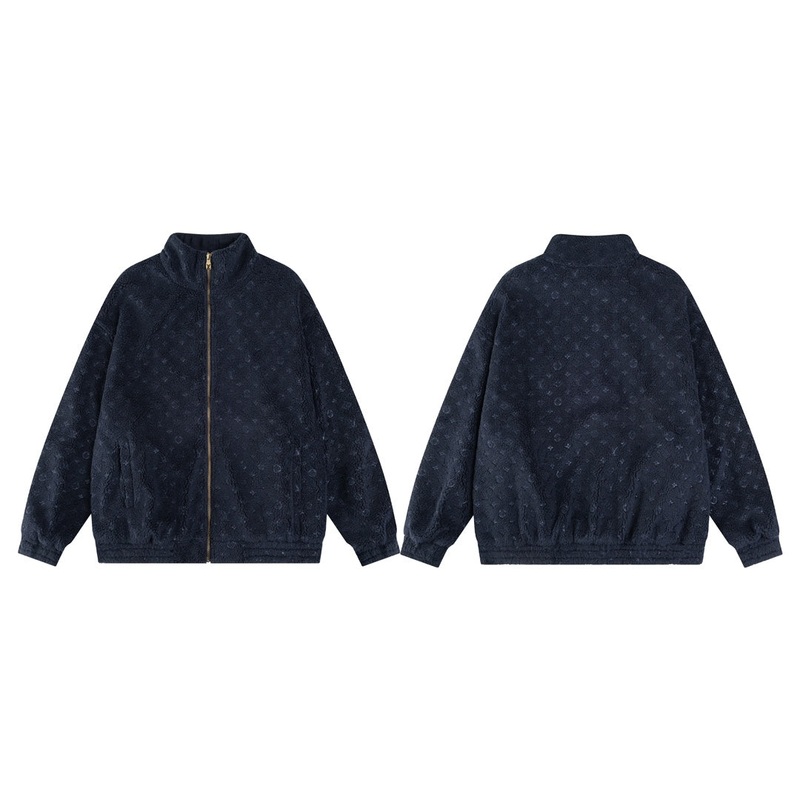 Louis Vuitton 2024SS Runway Monogram Shearling Varsity Jacket Signature Craftsmanship, Unisex Luxury Essential