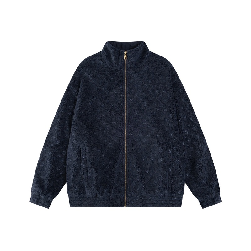 Louis Vuitton 2024SS Runway Monogram Shearling Varsity Jacket Signature Craftsmanship, Unisex Luxury Essential