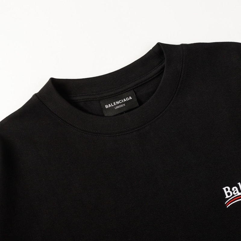 BALENCIAGA 2024 SS Coca Wave Embroidered T-Shirt  350g Custom Double-Yarn Cotton (Black/White, XSL)