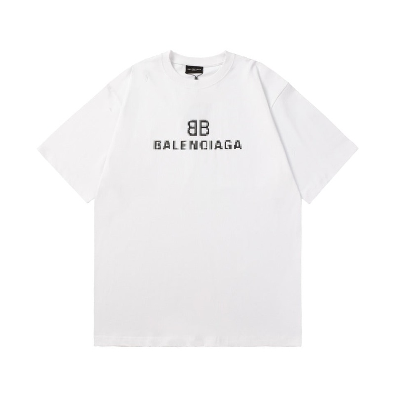 BALENCIAGA 2024 SS Volcanic Mosaic Distressed T-Shirt  Konli Print, 350g Double-Yarn Cotton (Black/White, XSL)