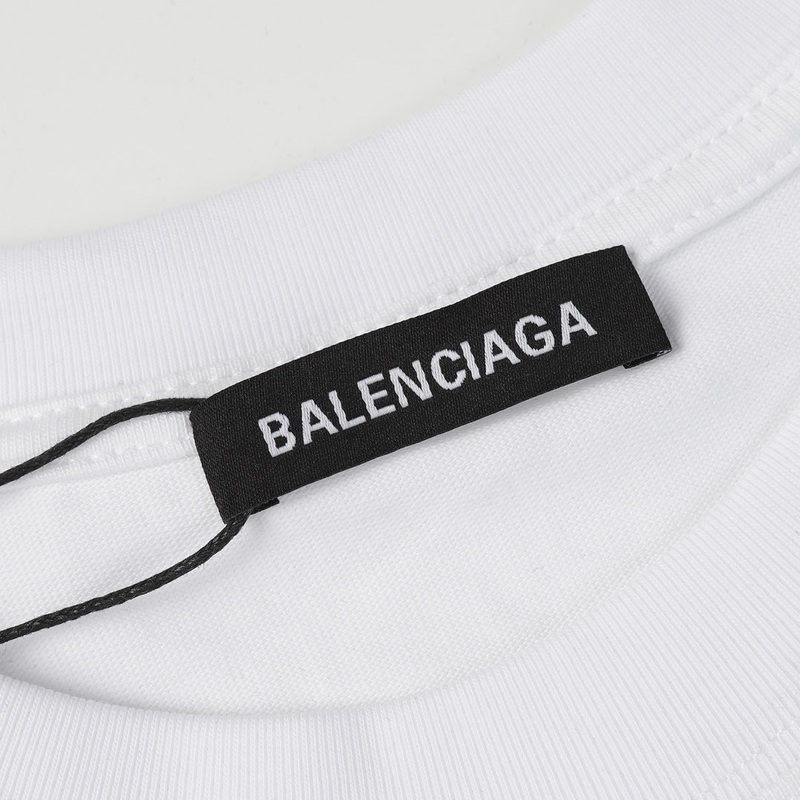BALENCIAGA 23SS Graffiti Print Distressed T-Shirt 350g Premium Cotton (Black/White, XSL)