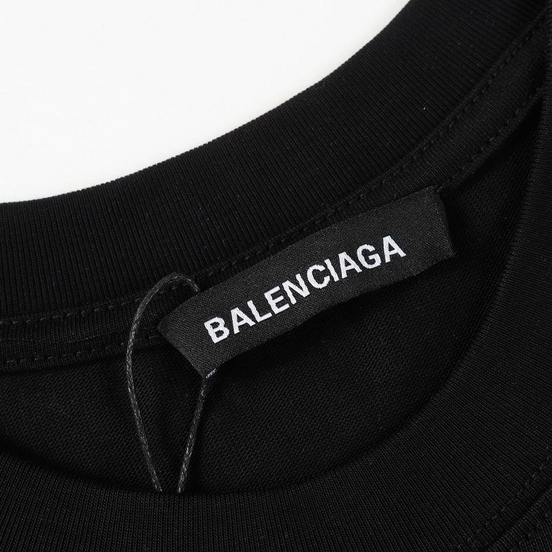 BALENCIAGA 23SS Overlapping Logo Print T-Shirt 350g Premium Cotton | Unisex Oversized Fit (Black/White, XSL)