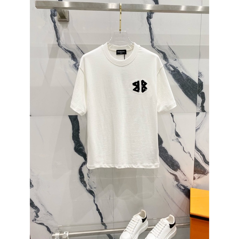 BALENCIAGA 320g Oversized Cotton T-Shirt with Appliqu Contrast Embroidered BB Logo  Unisex (SXL)