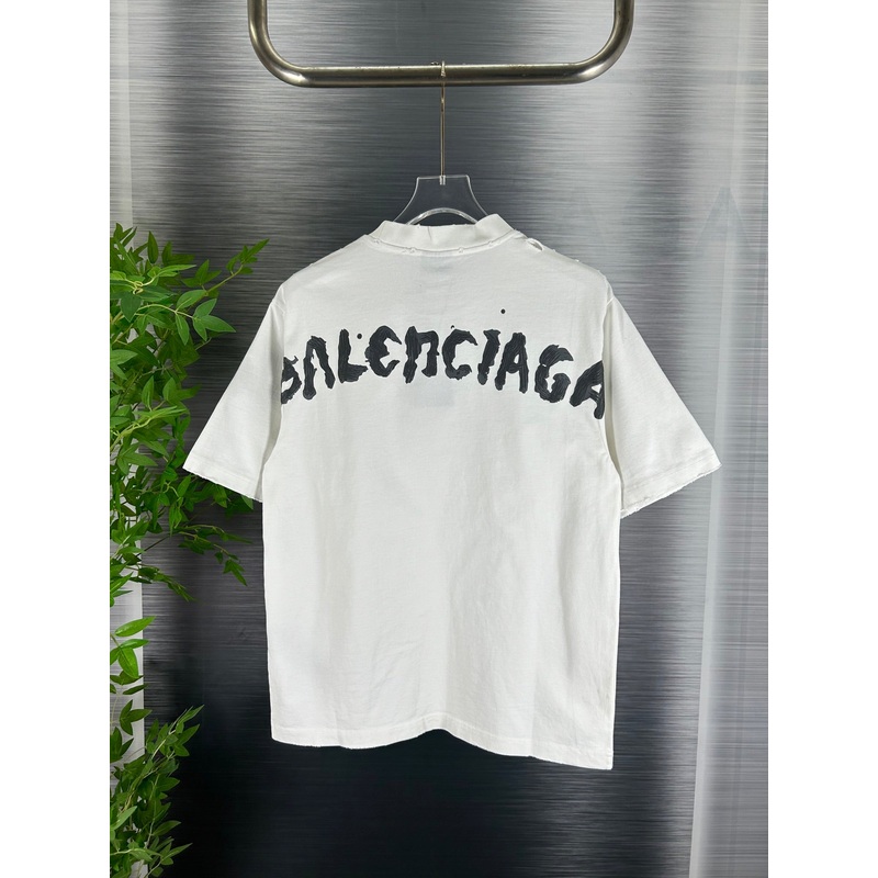 BALENCIAGA Distressed Ink Puff Print Cotton T-Shirt Unisex Oversized Fit (XSL)