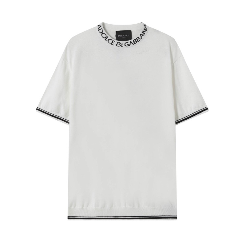 BALENCIAGA Jacquard-Knit Collar T-Shirt  Unisex Premium Tee (Black/White | XSL)