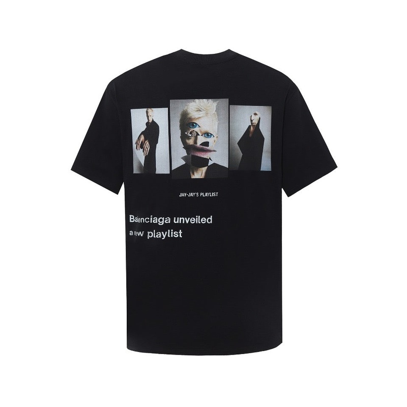 BALENCIAGA 24SS White Ink Spray Print T-Shirt (XSL)