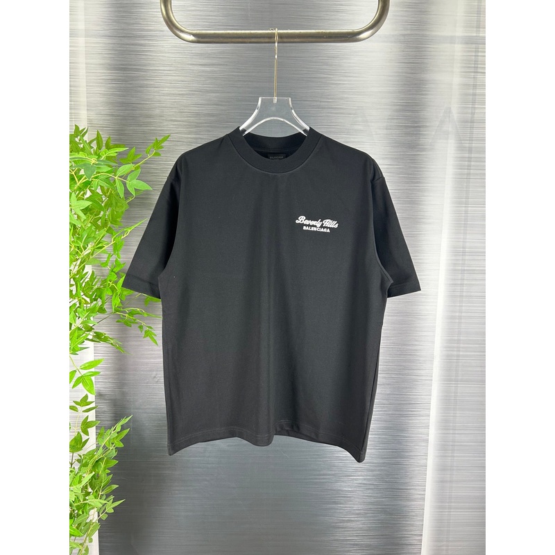 BALENCIAGA Distressed Classic Logo Embroidery T-Shirt  Oversized Drop Shoulder Fit (XSL)