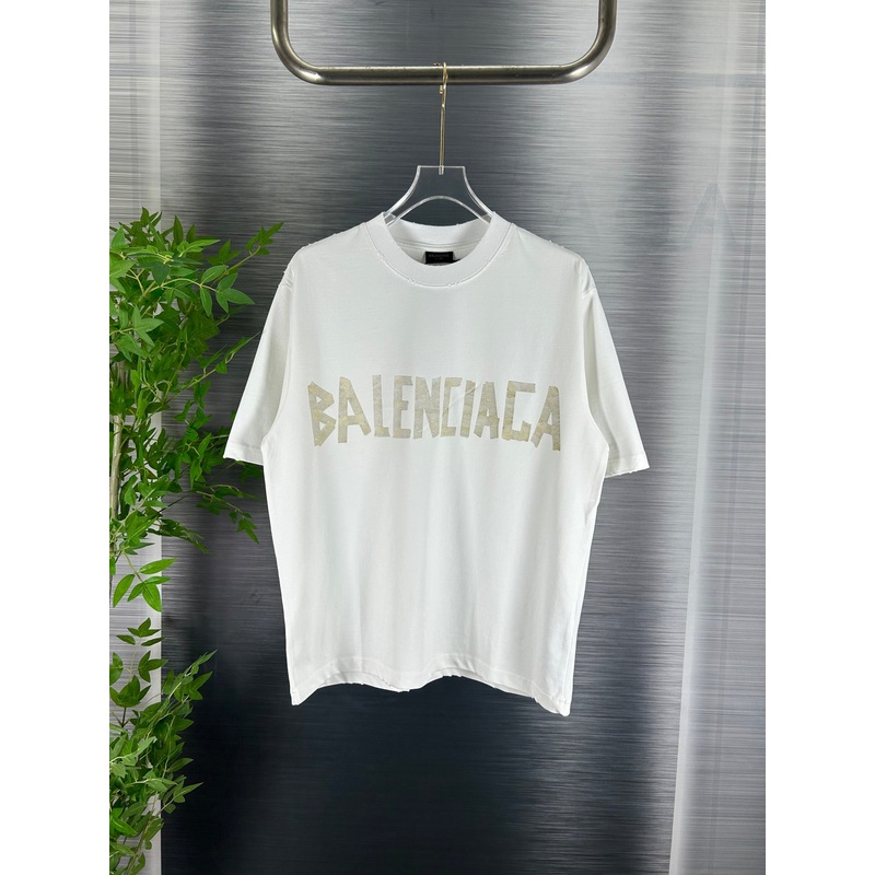 BALENCIAGA Distressed Tape Detail Long Sleeve T-Shirt  Vintage Washed Oversized Fit (XSL)