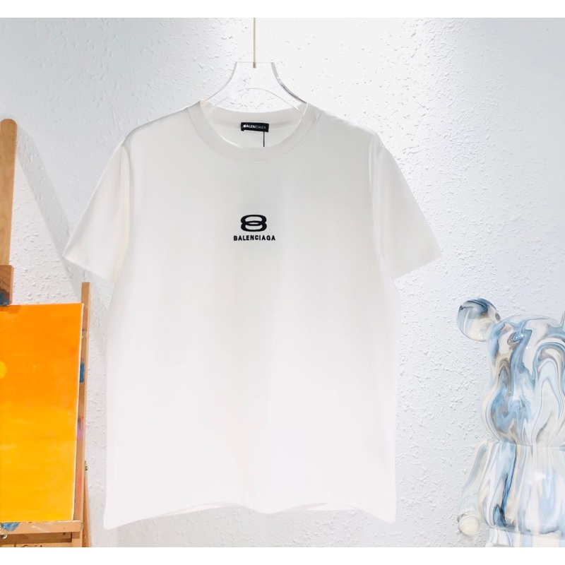 BALENCIAGA Logo Print & Embroidery Cotton T-Shirt  Unisex Relaxed Fit (SXL)