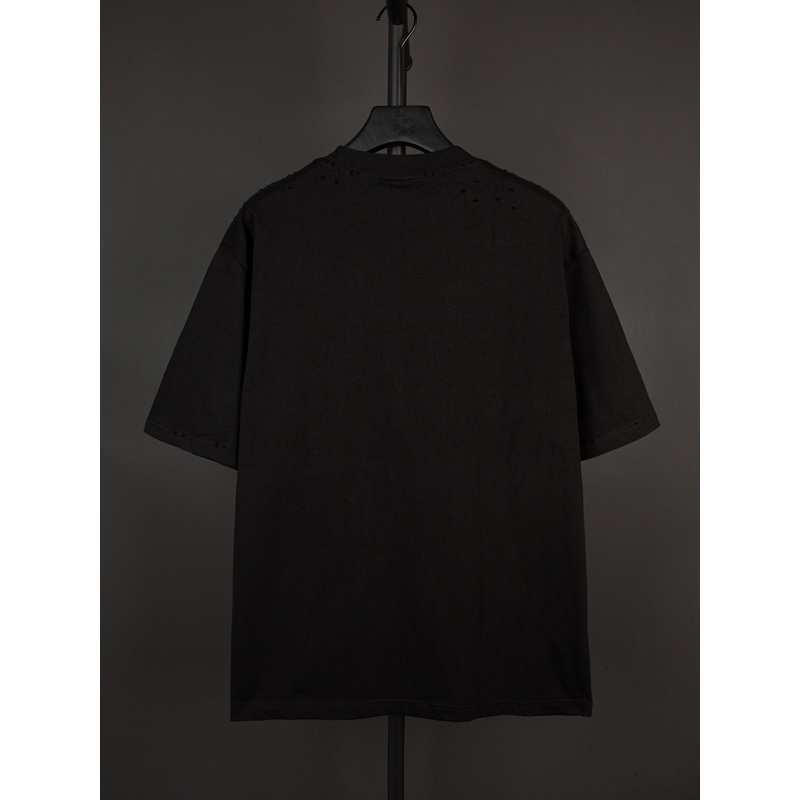 BALENCIAGA Oversized Distressed Reverse Logo Cracked Print T-Shirt (XSL)