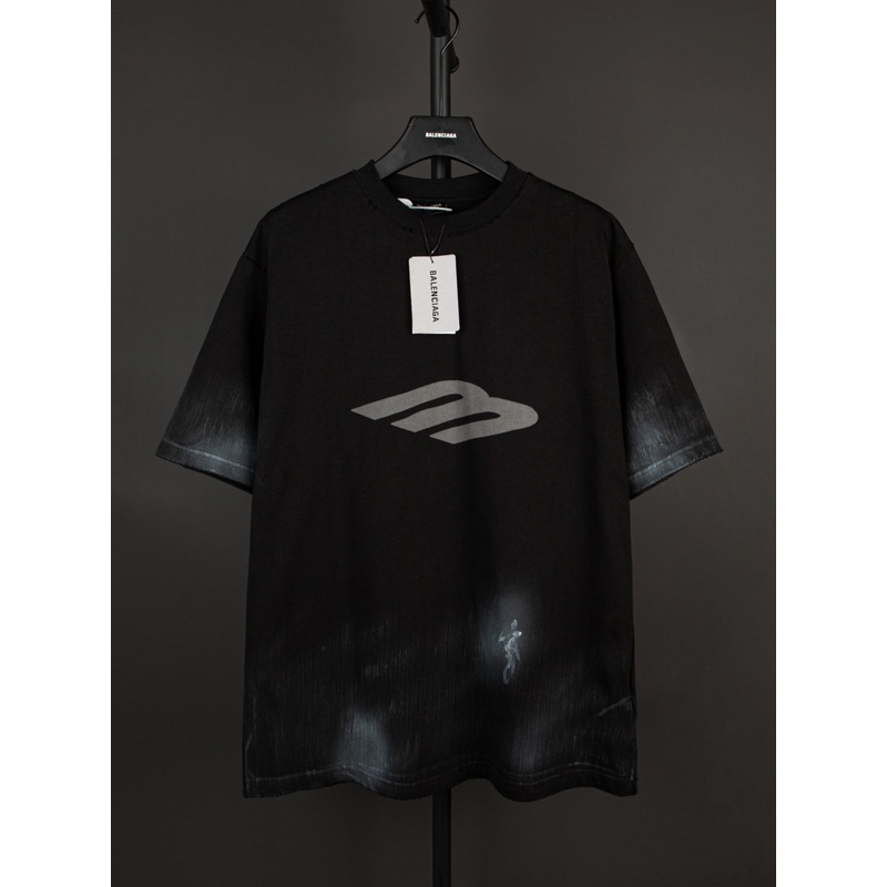 BALENCIAGA Oversized M Logo Graffiti Print Distressed T-Shirt (14)