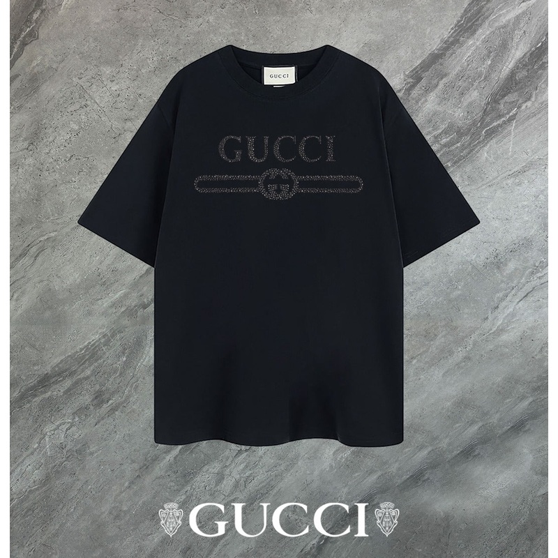 GUCCI 2025 New Embroidered Logo Cotton Crewneck T-Shirt (S2XL)