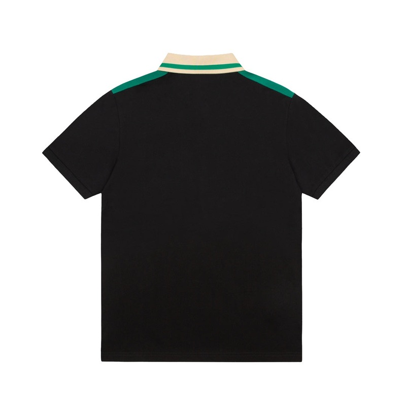 GUCCI 2025 New Season Polo Shirt GG Embroidery Pocket, Contrast Collar, Black (M3XL)