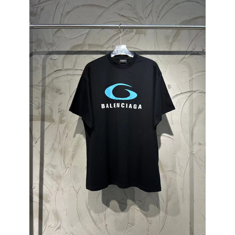 BALENCIAGA 24FW LOOP SPORTS ICON Oversized T-Shirt  Blue Print Logo  Size 1/2/3/4  Unisex