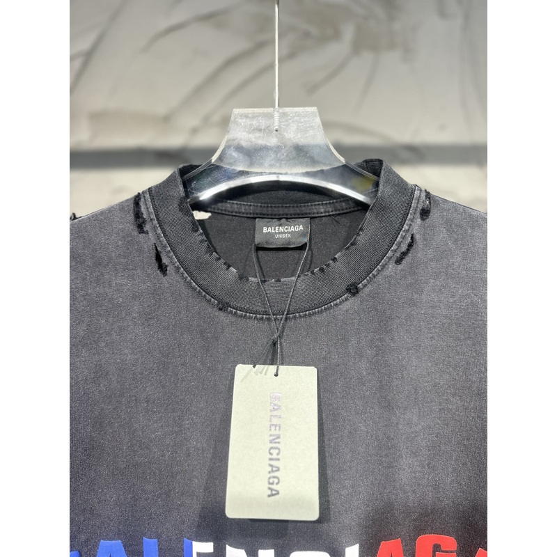 BALENCIAGA 25FW Distressed Foamed Logo Shorts Washed Black Unisex Sizes 1-4