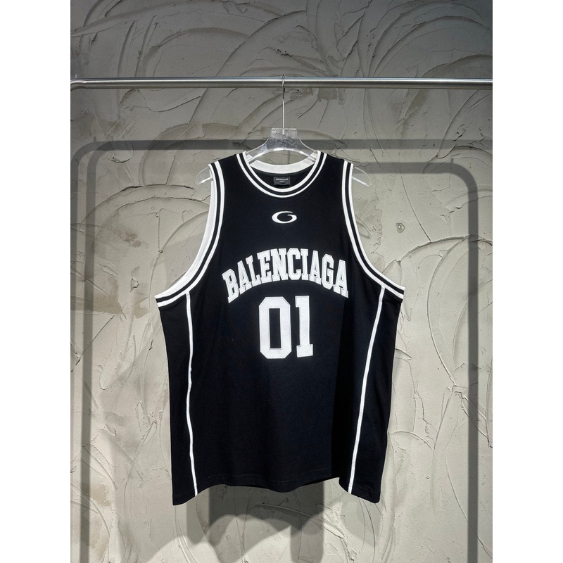 BALENCIAGA Basketball Boy Series 01 Embroidered Tank Top – Black – Unisex – Size 1 / 2 / 3 / 4