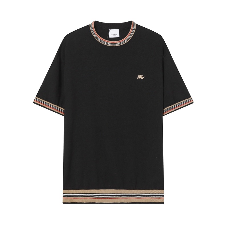 BURBERRY Logo Knit Panel Crewneck Short-Sleeve T-Shirt XS-L