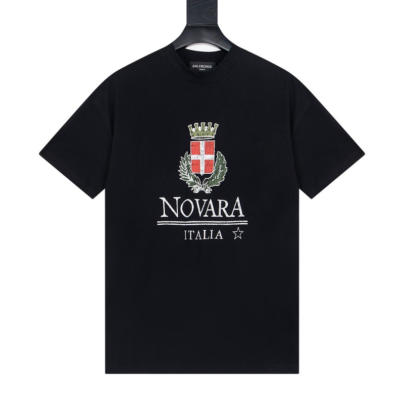 BALENCIAGA Crown & Wheat Logo Print T-Shirt Black Unisex XS-L