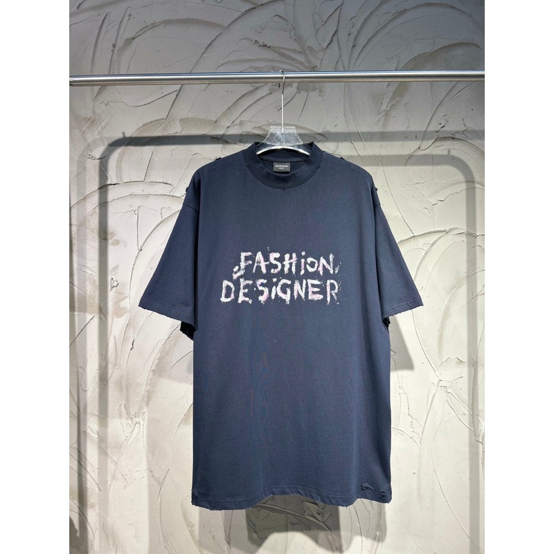 BALENCIAGA New Fashion Designer Distressed Oversized T-Shirt  Blue-Black  Unisex  Sizes 1-4