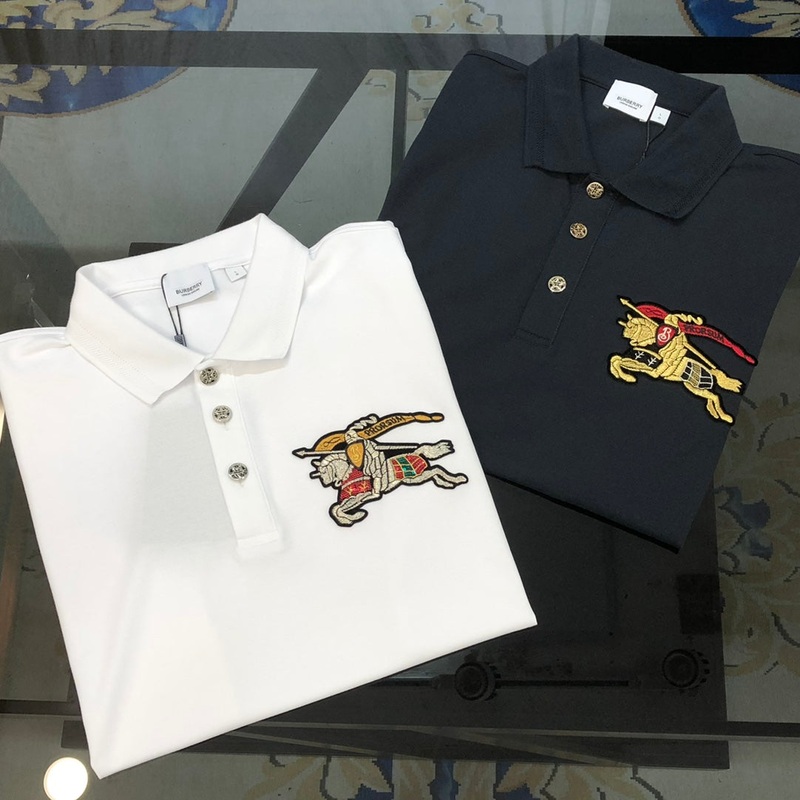 BURBERRY 2024 Early Spring Mens Polo Shirt with Embroidered Knight Logo