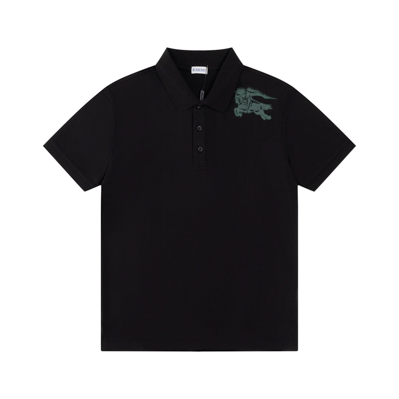BURBERRY Mens Classic Solid Color Equestrian Knight Embroidery Polo Shirt  Black | Sizes M3XL