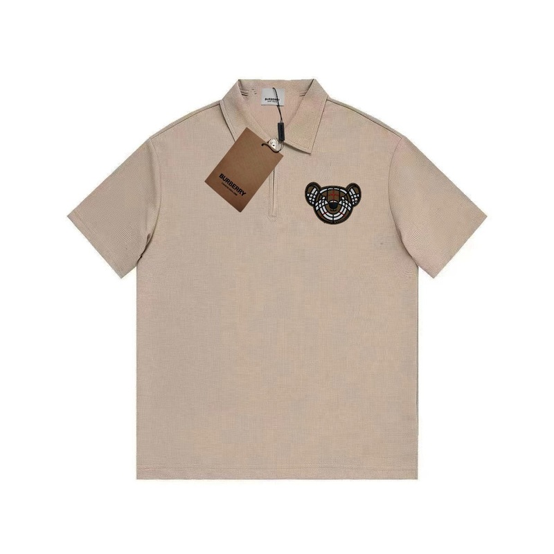 BURBERRY Waffle-Knit Polo Shirt with Contrast Sleeve Logo Patch Unisex M3XL