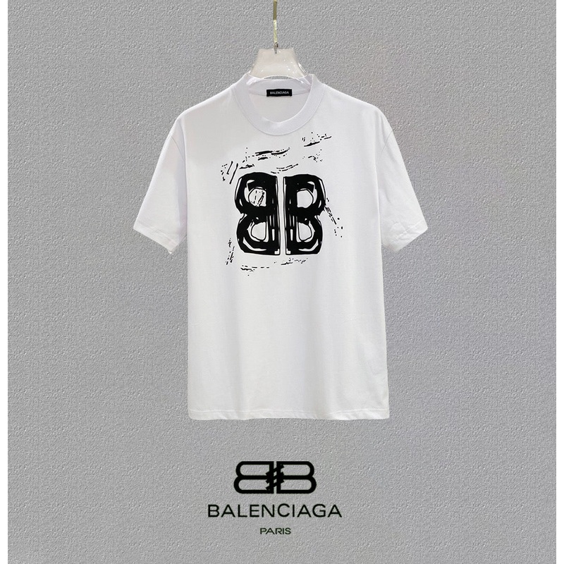 BALENCIAGA 25SS Premium Logo Print Patch Crewneck T-Shirt  Unisex