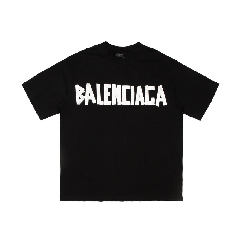 BALENCIAGA Oversized Tape Logo Distressed T-Shirt  Streetwear Unisex XSL