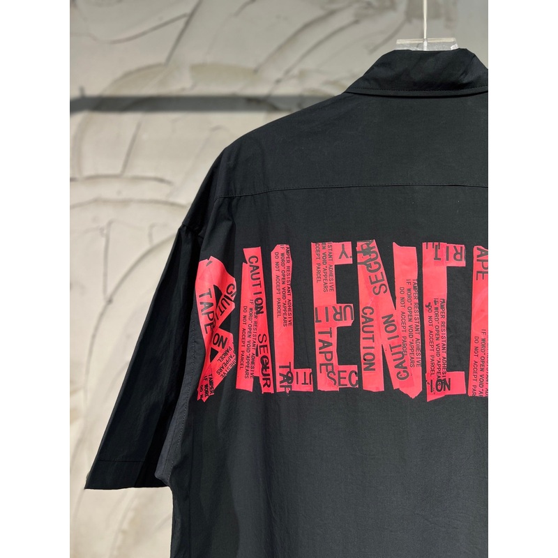 BALENCIAGA Red Signature Tape Short-Sleeve Shirt Unisex | Sizes 13