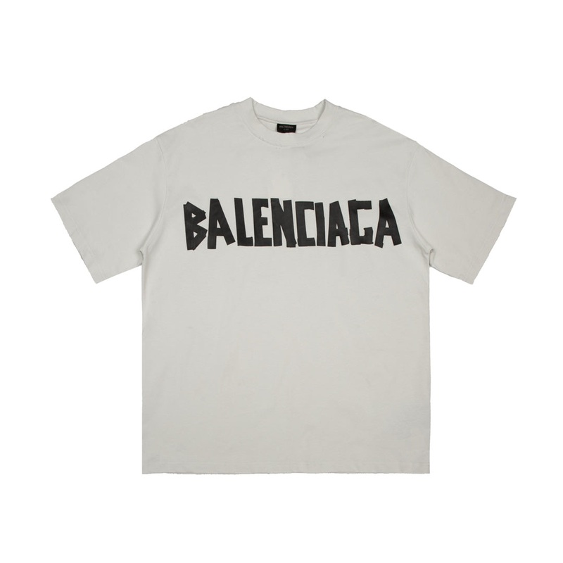 BALENCIAGA Tape Logo Distressed Oversized T-Shirt Unisex XSL