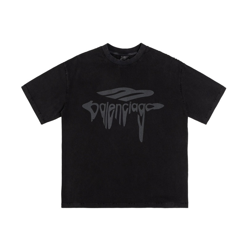 BALENCIAGA Melted Logo Distressed Oversized T-Shirt Unisex XSL