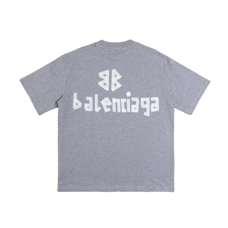 BALENCIAGA Tape Logo Oversized Distressed T-Shirt Unisex XSL