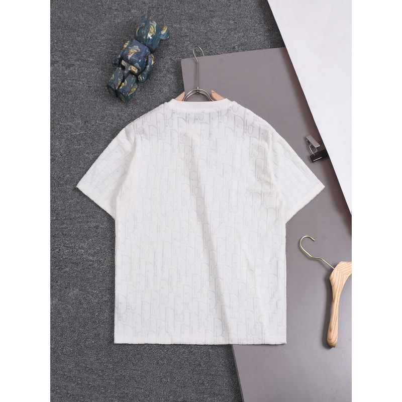 DIOR 25SS Classic Monogram Jacquard Logo T-Shirt | Terry Texture | Pure Cotton | XSL | 6 Colors