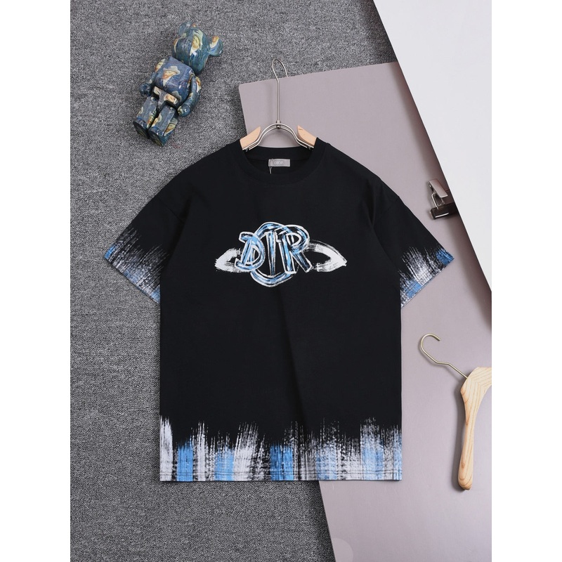 DIOR 25SS Classic Starry Graffiti Logo Print T-Shirt | Pure Cotton | XSL | Black/White