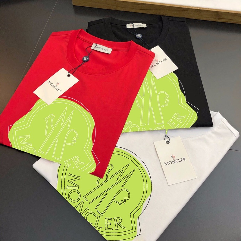 MONCLER Logo Print Premium Cotton Crewneck T-Shirt Unisex Oversized  Size SXL