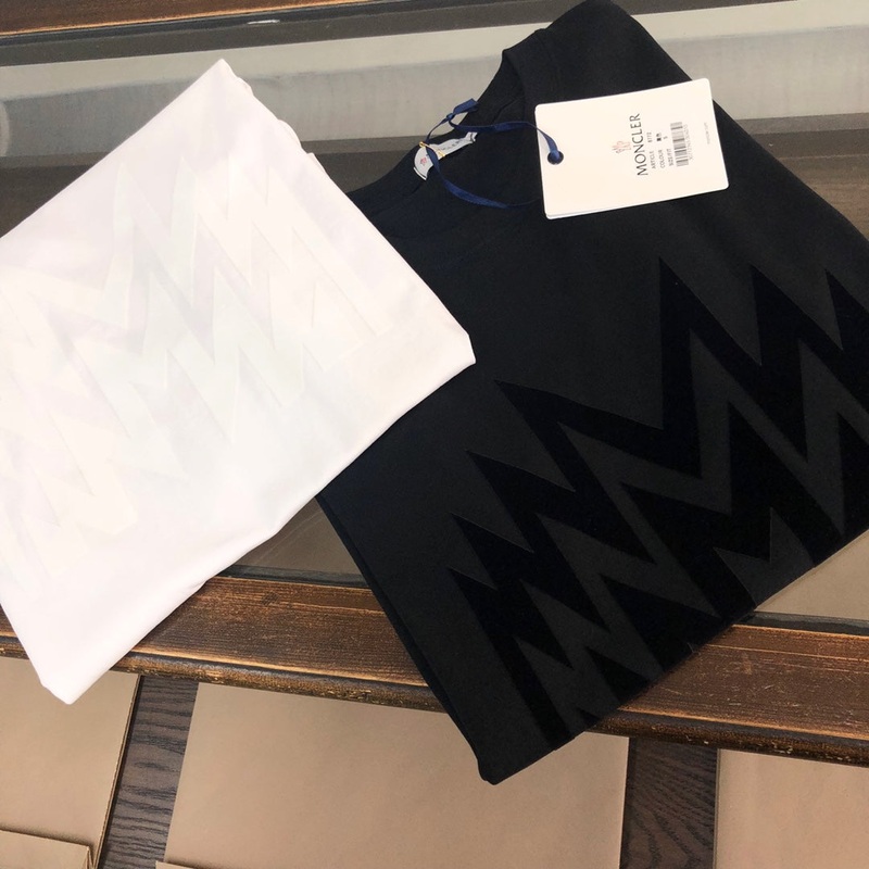 MONCLER Premium Cotton T-Shirt 260g Washed Fabric Velour M Logo Sizes SXL