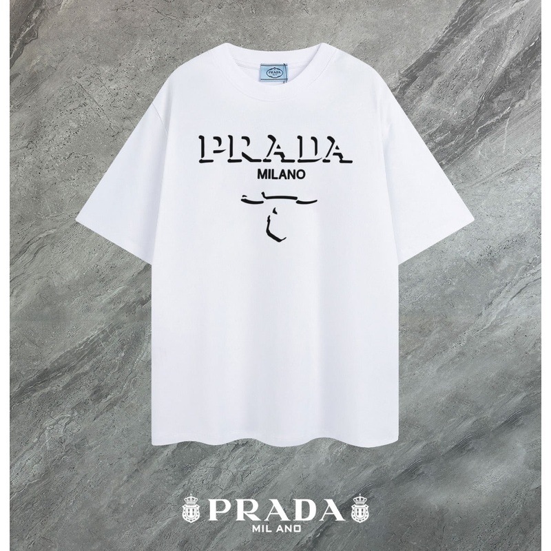 PRADA 2025 New Season Premium Cotton Crewneck T-Shirt | S2XL