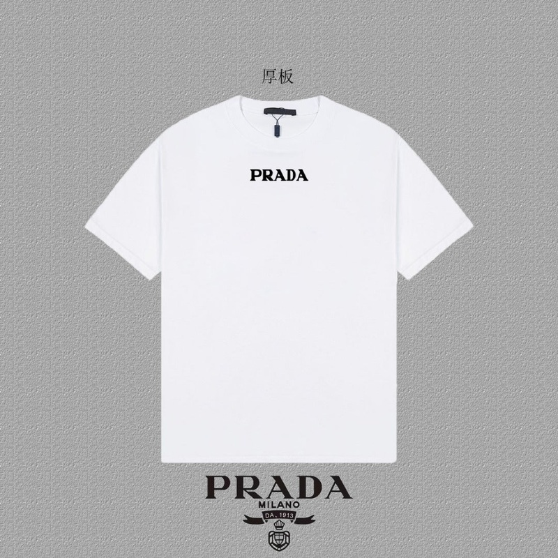 PRADA Logo Embossed Short-Sleeve T-Shirt | Premium Heavyweight Cotton | Unisex SXXL