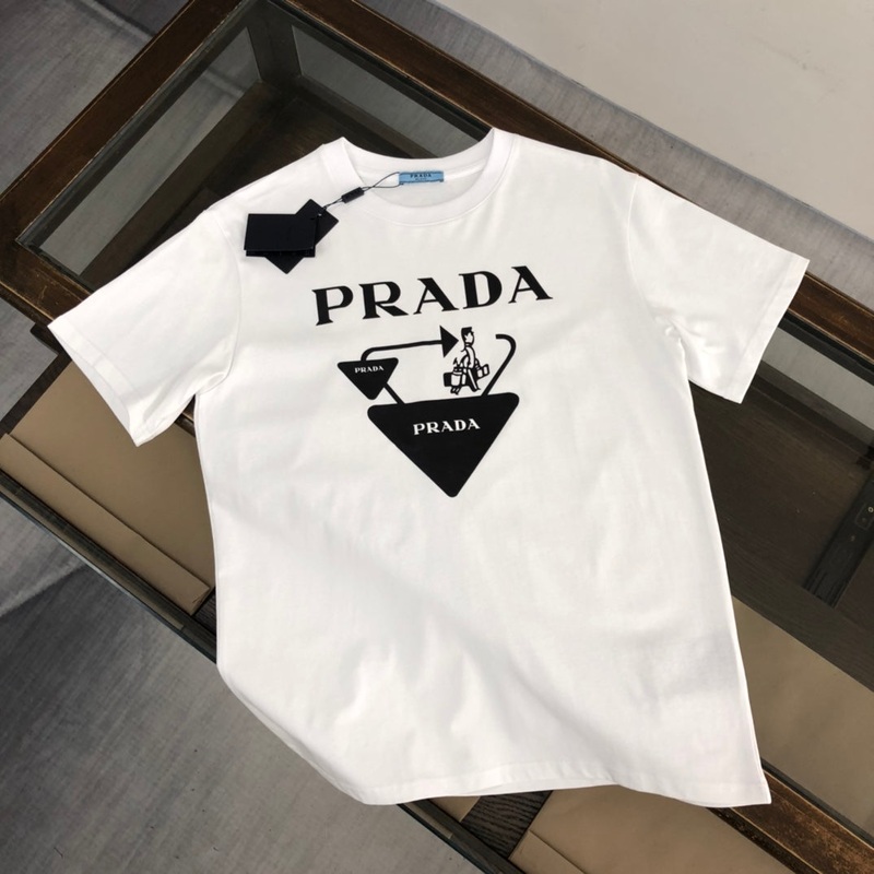 PRADA Triangle Travel Graphic T-Shirt  Black/White  Sizes SXL