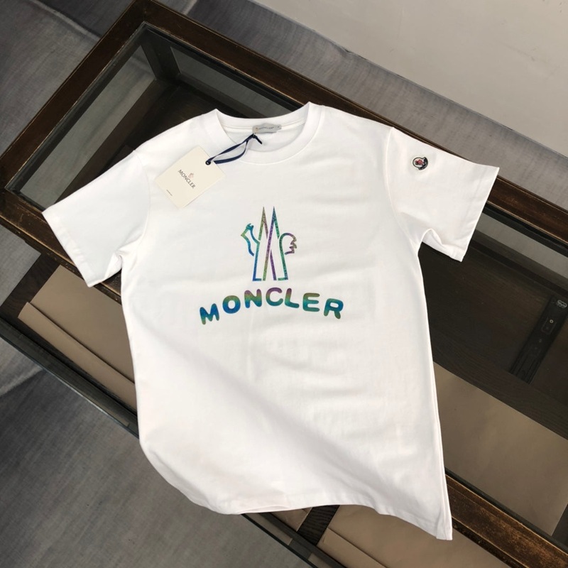 MONCLER Pure Cotton T-Shirt  260g Custom Fabric  Printed Logo Design  Sizes SXL