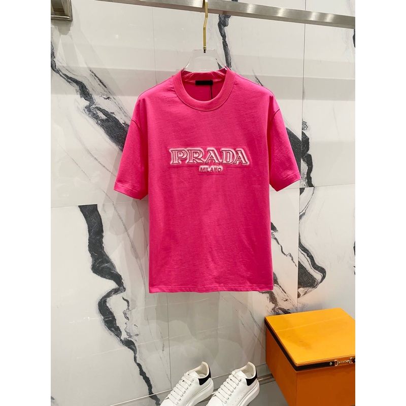 PRADA 320g Embroidered + Spray-Print Logo Cotton T-Shirt | SXL