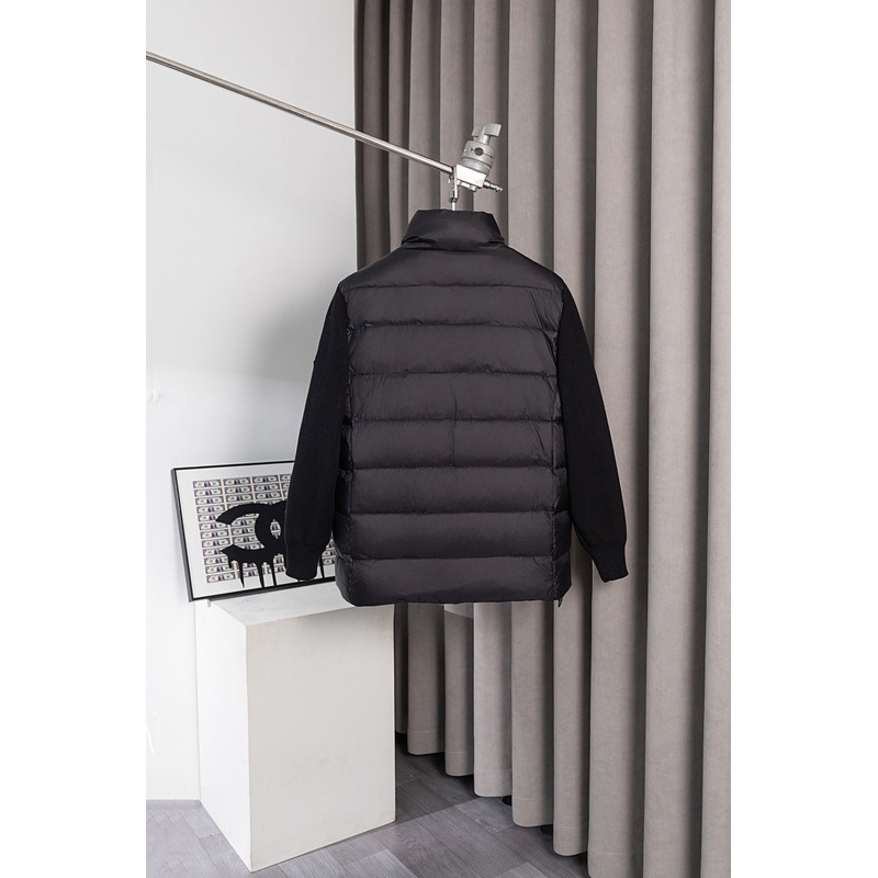 MONCLER 24SS Knit-Paneled Down Jacket | Black | Size 14 | Style HE126