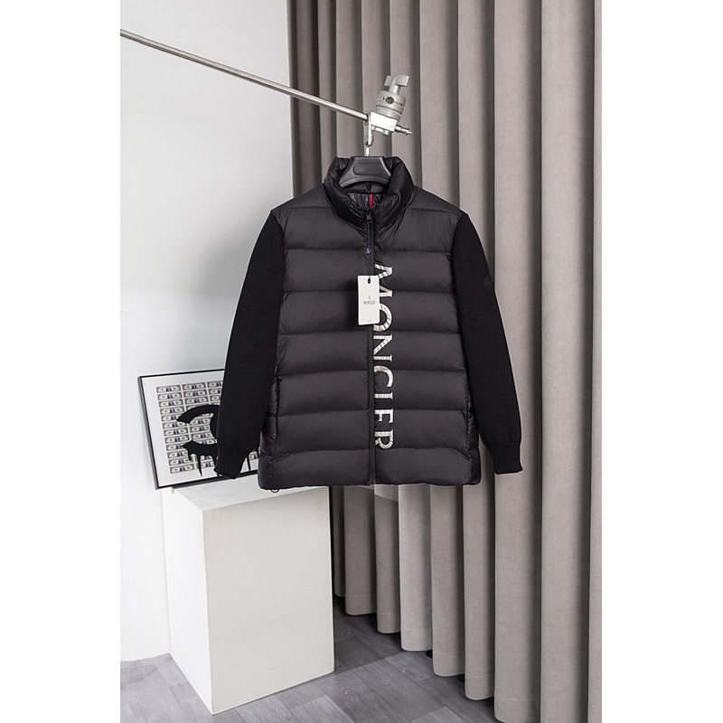 MONCLER 24SS Knit-Paneled Down Jacket | Black | Size 14 | Style HE126