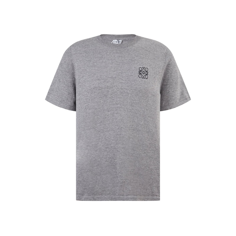 Product Title  LOEWE Classic Wool-Blend Embroidered Logo Knit T-Shirt | Unisex | Gray/Black | SXL