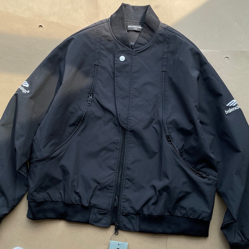 Balenciaga 3B Embroidered Deconstructed Multi-Zip Bomber Jacket